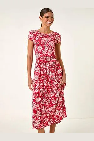 Roman Floral Print Stretch Midi Dress