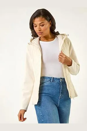 Roman Contrast Hooded Padded Jacket - Ivory