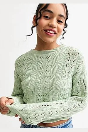 New Look Girls Mint Green Crochet Jumper