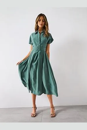 MANGO Flared Midi-Dress With Belt