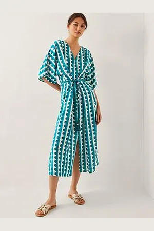 Monsoon Indah Printed Kaftan - Turqoise