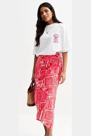 New Look Sea Print Sarong Skirt