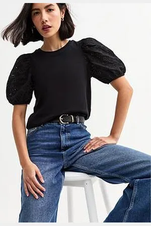 New Look Broderie Anglaise Sleeve Jersey Top