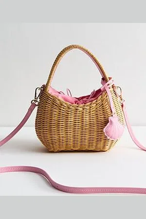 New Look Brown Wicker Basket Shoulder Bag