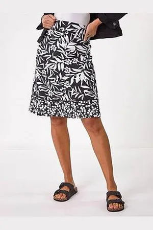Roman A-Line Palm Mono Print Skirt