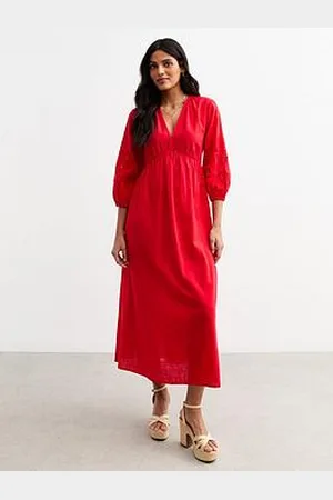 New Look Broderie Anglaise Sleeve Smock Midi Dress