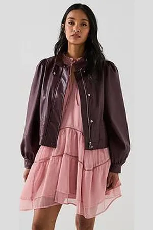 Very Faux Leather Puff Sleeve Peplum Jacket