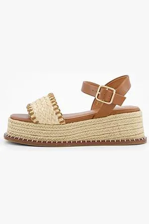 Very Raffia Wedge With Stitch Detail