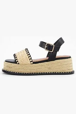 Very Raffia Wedge With Stitch Detail