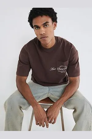 River Island Boxy Fit Seersucker Pocket Detail T-Shirt