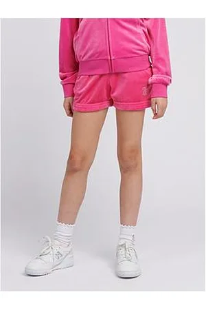 Juicy Couture Girls Diamante Velour Fold Up Short