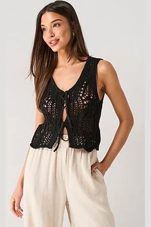 ONLY Lizzy Life Sleeveless Crochet Knit Tie Vest