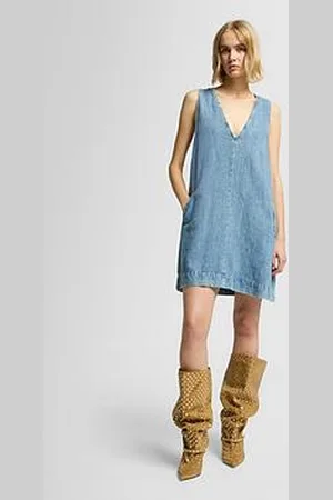 7 for all Mankind V Neck Denim Mini Dress