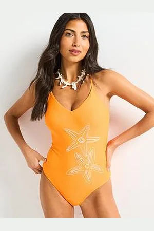 Very Star Embroidered Cross Back Swimsuit