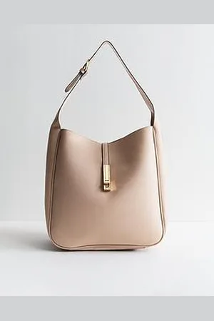 New Look Stone Panelled Faux Suede Hobo Bag