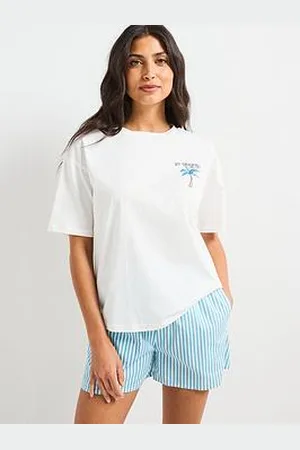Very Boxer Short And Printed Back T-Shirt Pyjamas