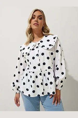 Yours Curve Polka Dot Collar Blouse