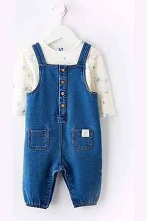 Very Baby Boys Denim Jersey Dungaree And Bodysuit Set