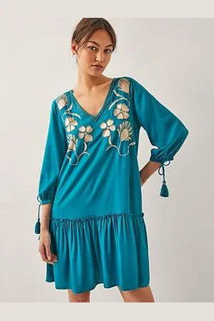 Monsoon Tracy Teal Kaftan