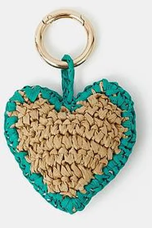 Accessorize Raffia Heart Bag Charm