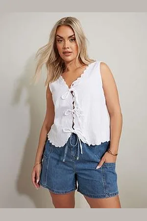Yours Curve Tie Waist Denim Short