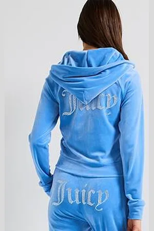 Juicy Couture Classic Velour Zip Up Madison Hoodie With Diamante Branding