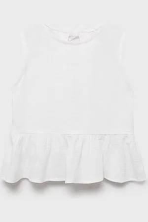 MANGO Girls Jersey Tie Back Peplum Top