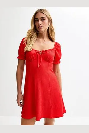 New Look Crinkle Texture Milkmaid Mini Dress