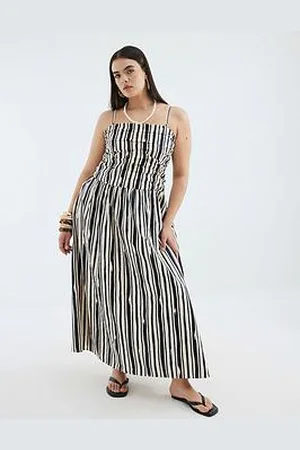 River Island Pleated Bodice Bandeau Midaxi Dress - Stone