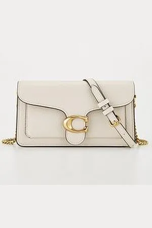 Coach Tabby Polished Pebble Chain Clutch Bag - Chalk