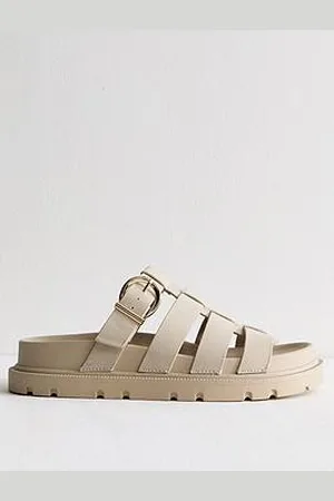 New Look Off White Faux Suede Gladiator Mule Sandals