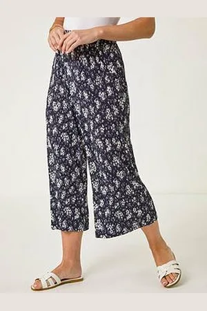 Roman Petite Floral Crinkle Cropped Trouser