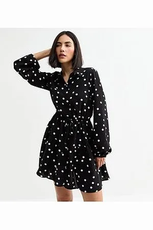 New Look Polka Dot Belted Mini Shirt Dress
