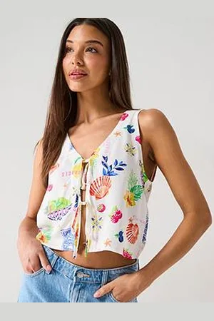 ONLY Tie Front Summer Print Top
