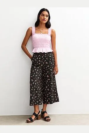 New Look Floral Print Cropped Trousers
