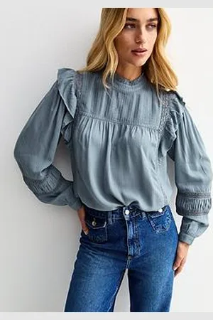 New Look Frilly Trimmed Lace Insert Blouse