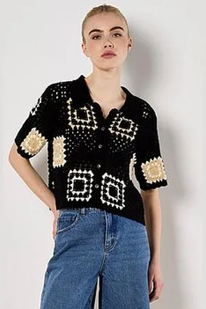 Apricot Tonal Granny Square Collar Top