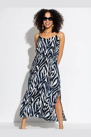 Pour Moi Sheer Viscose Tie Belt Maxi Beach Dress