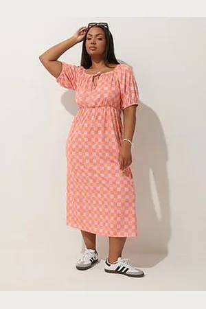 Yours Curve Check Puff Sleeve Dress