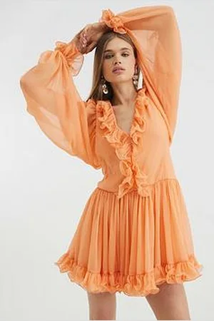 River Island Ruffle Flounce Mini Dress - Coral