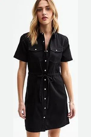 New Look Drawstring Waist Denim Mini Dress