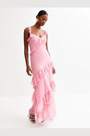 New Look Asymmetric Ruffle Trim Midi Dress