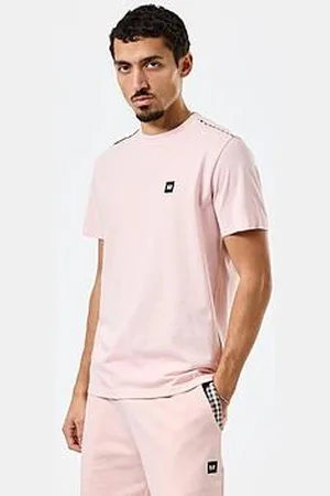 Weekend Offender Manuel Classic Check Trim T-Shirt - Salmon