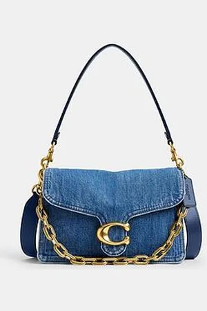 Coach Washed Denim Chain Tabby Shoulder Bag With Chain
