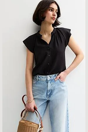 New Look Flutter Sleeve Button Up Top