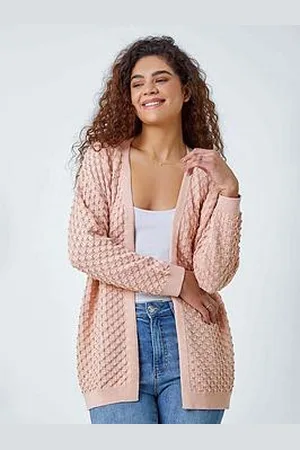 Roman Cotton Blend Waffle Knit Cardigan