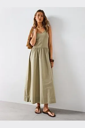 MANGO Flared Dress In Combined Fabric