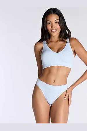 Boux Avenue Bow Embroidered Thong - Dove