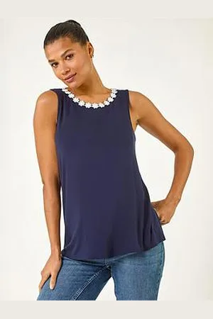 Roman Daisy Neck Trim Vest Top
