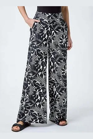 Roman Leaf Linen Blend Wide Leg Trousers